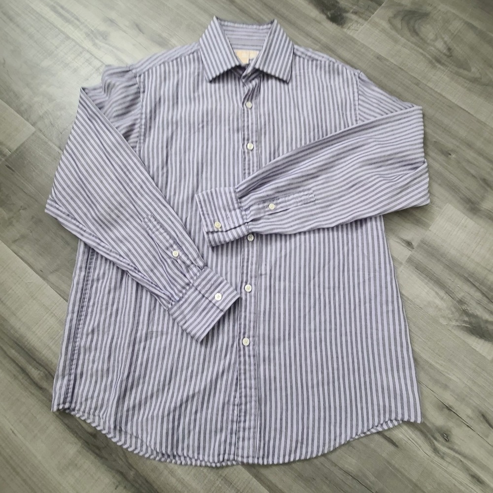 Michael Kors Blue Striped Casual Button Down Shirt